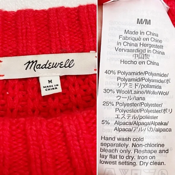 BOGO! Madewell Everett Rib-Play Pullover Sweater Red Size Medium - Picture 8 of 10